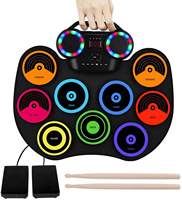 Hot Sale Digital Musical Instrument Kids Great Holiday Birthday Gift Dual Speakers 9 Pads Electronic Drum Set Roll-up Drum Pad
