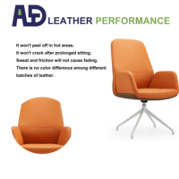 Chaise de bureau exécutive moderne en cuir, ergonomique, dossier mi-haut, pivotante, base chromée, chaise de bureau informatique réglable, siège de travail pour la maison