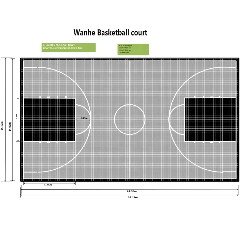 High quality 608 square meters PP material suspended fast install portable standard size outdoor basketball court floor