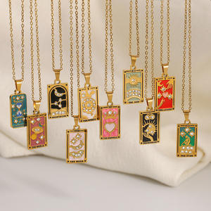 Collar con Colgante de Carta del Tarot Summly, Chapado en Oro, Joyería de Moda para Mujer, Cadena para Clavícula, Estilo Retro, Tendencias Individualistas - Product Image 2