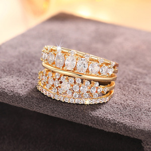 Anello Geometrico Multi-Linea per Donne, Elegante Gioiello da Dito per Matrimonio - Product Image 1