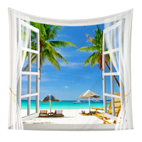 Décoration d'intérieur nordique de style frais, rideau de fenêtre en tissu à motif géométrique, suspension murale pour chambre, toile de fond de tête de lit de chambre à coucher style bord de mer
