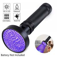 Linterna UV Recargable de 100 LED, 395 nm, Cuerpo de Aluminio, Lámpara de Mano para Uso Industrial y de Emergencia, Funciona con Batería AA