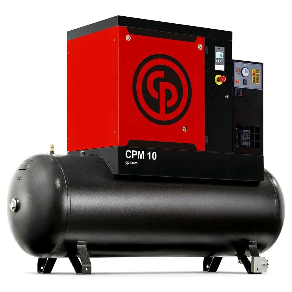 Cpm 10 tm/dd 10hp parafuso giratório, compressor de ar pneumático de chicago com tanque de ar 250l e secador