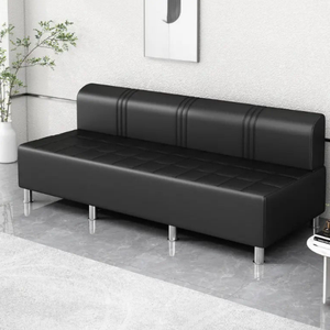 Canapé en cuir moderne et robuste avec pieds en métal chromé, utilisation multi-scénarios durable pour hôtel et salon de coiffure - Product Image 1