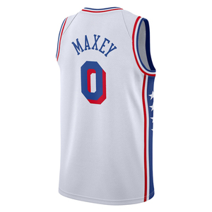 Philadelphia Pria 2025 # 0 Maxey Jersey Custom Kaos Basket Jahitan Bordir Seragam Remaja - Product Image 4