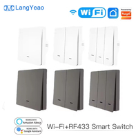 Interruptor de Pared Inteligente LangYeao Tuya WiFi+RF433 1/2/3 Gang, Control Remoto por Aplicación Smart Life, Compatible con Alexa y Google Home
