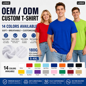T-shirt en denim uni personnalisé OEM 180G 55% Coton 45% Polyester vierge à manches courtes col rond coupe régulière S-4XL sportif séchage rapide haute performance - Product Image 3