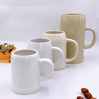 Vente en gros de tasses à thé et à bière en porcelaine de grande capacité 300 ml, 500 ml, 1000 ml, logo de marque personnalisé imprimé, tasses à café en céramique crème