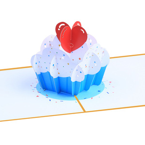 Chất lượng cao tùy chỉnh 3D pop-up giấy nghệ thuật đáng yêu bánh sinh nhật và Ngày Valentine thiệp chúc mừng với Cảm ơn bạn phong bì - Product Image 4