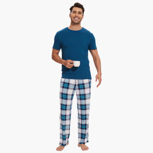 Ensemble de pyjama pour homme de qualité supérieure personnalisé, ensemble de pyjama à carreaux en deux pièces, pantalon de pyjama en coton, vêtements pour homme - Product Image 2