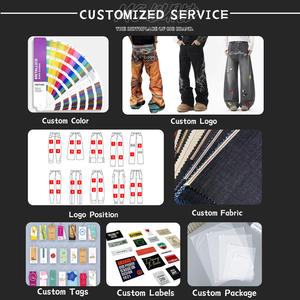 Jean en Denim <span class=keywords><strong>Large</strong></span> Rétro Street MC BUILD Homme Y2K Personnalisé avec Lettres Imprimées, Poches et Broderies Droites - Product Image 4