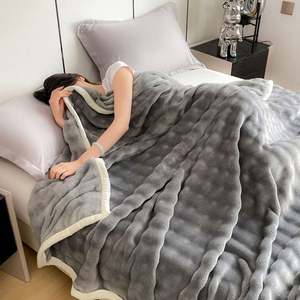 Plaid Doux en Fausse Fourrure de Lapin Effet Laine, Épais et Chaud, Anti-Boulochage, Quatre Saisons - Product Image 6