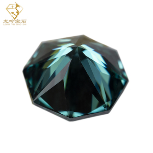 Moissanita Suelta Azul <span class=keywords><strong>Cian</strong></span> con Corte Hexagonal de Diamante LONGYING al por Mayor para Anillo de Compromiso - Product Image 3