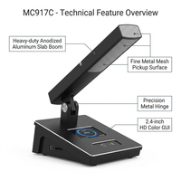 Microphone de conférence filaire NEARSTAR MC917C pour unité de président avec écran couleur HD de 2,4 pouces, bras articulé en aluminium anodisé, RJ45 8 broches
