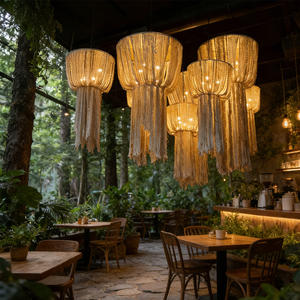 Pantalla <span class=keywords><strong>de</strong></span> Lámpara <span class=keywords><strong>de</strong></span> Macramé Estilo Bohemio con Detalles <span class=keywords><strong>de</strong></span> Borlas para Proyectos Hoteleros Eclécticos y Restaurantes Modernos - Product Image 2