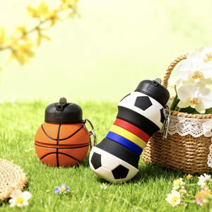 Bouteille d'eau pliable de sport en plein air de 550 ml, en PP et silicone, sphérique, portable, tasse pliable de football, conception anti-fuite transfrontalière - Product Image 2