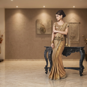 Saris indiens pour fêtes de mariage avec chemisier de créateur en lin, designs modernes, haute qualité, prix du marché - Product Image 2