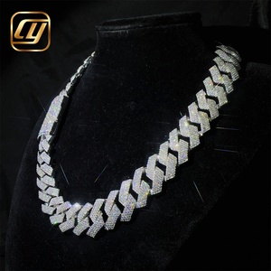 Hip Hop Jewelry 925 Sterling Silver Hip Hop 20MM <b>Iced</b> <b>Out</b> GRA Certificated VVS Moissanite Diamond Cuban Link <b>Chain</b> Necklace - Product Image 2