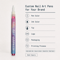 Stylos marqueurs pour nail art, pointe fine en fibre de 0,7 mm, 12 couleurs, encre à séchage rapide sans danger pour la peau, pour les artistes de salon, la création de motifs d'ongles DIY, OEM