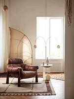 Fauteuil de salon luxueux en bois massif, chaise de lecture ergonomique avec coussins épais, mobilier moderne pour salon, base en bois de frêne