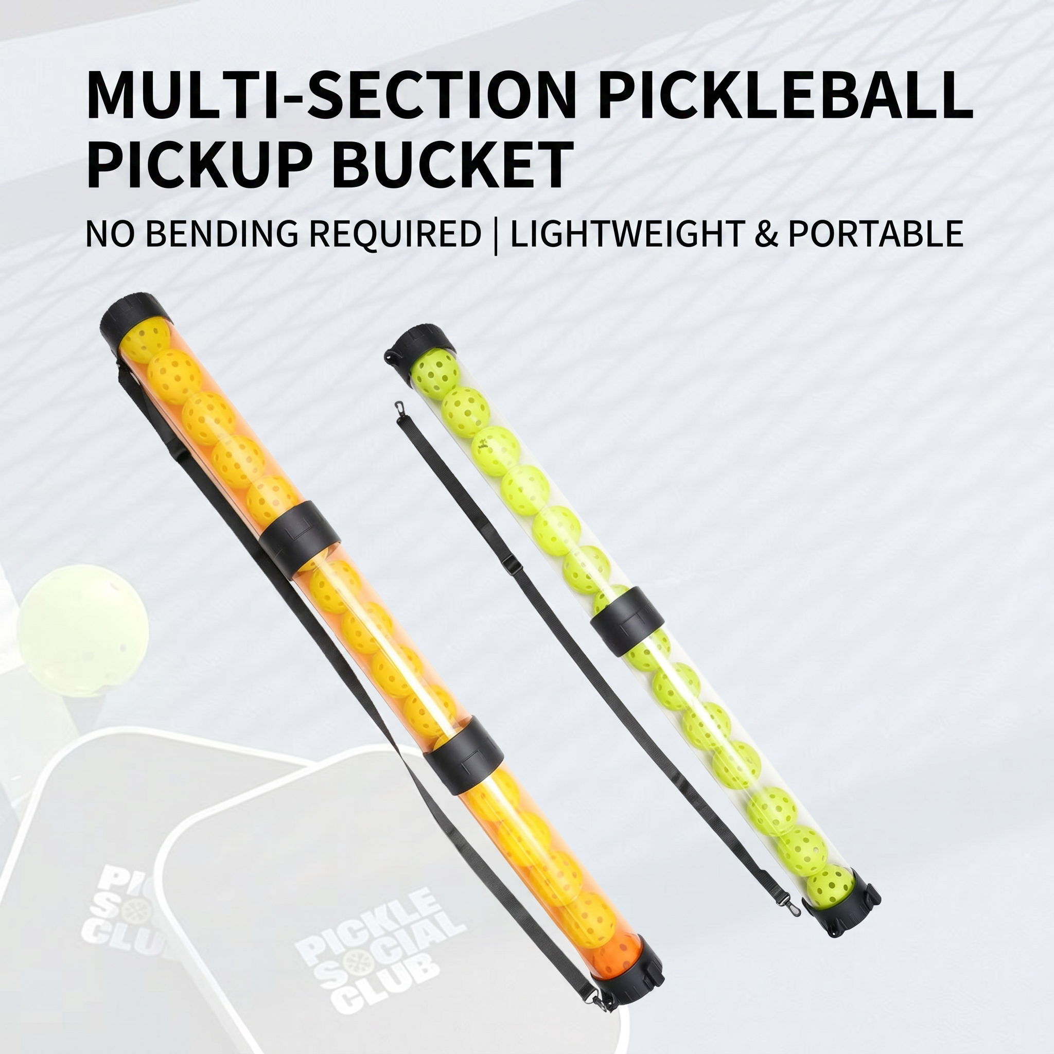 Multifunctional Portable Pickleball Retriever with Honeycomb Core Foldable Design for Children No Bending Training Equipment