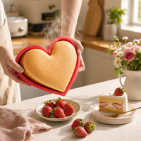 Moule à gâteau en silicone en forme de cœur grande taille, résistant aux hautes températures, compatible four, plaque de cuisson de 10 pouces, 8 cavités pour gâteaux