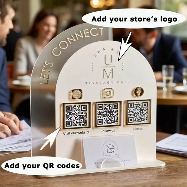 Clear Acrylic QR Code Sign Holder Custom Payment Display Stand for Business Desk Home Office Decor