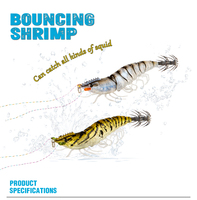 Booms Fishing Leurre en plastique souple 15g 80mm, imitation crevette et pieuvre, lumineux, pour eau salée, à action lente