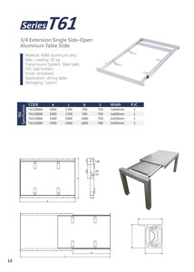 T61 Hợp kim nhôm Bảng trượt Anodized im lặng ngăn kéo <span class=keywords><strong>Slide</strong></span> để dễ dàng cài đặt trên văn phòng & Bếp bàn - Product Image 3