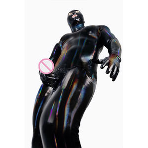 <span class=keywords><strong>Tenue</strong></span> de scène pour <span class=keywords><strong>homme</strong></span> Discothèque DS Combinaison noire en cuir PU magique Costume de prisonnier amusant Jeu de rôle en cuir Costume de prisonnier Cosplay - Product Image 3