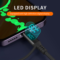 Câble USB-C vers USB-C tressé avec affichage, 60 W, 20 V3A, PD, charge rapide et transfert de données, câble de charge rapide USB PD