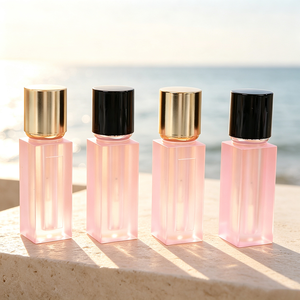Tube carré rose givré de 3,5 ml en gros pour brillant à lèvres, contenant en plastique pour huile à lèvres, emballage de rouge à lèvres liquide avec applicateur - Product Image 1