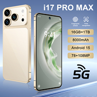 Smartphone 17 Pro Max 7,3 pouces 5G LTE, processeur Deca Core, appareil photo arrière 108MP, écran OLED HD 120Hz, double SIM, batterie 8000mAh, Android 15, 16 Go/1 To