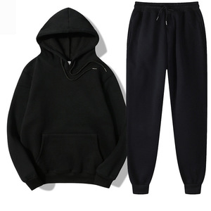 Ensemble de survêtement décontracté pour homme avec logo personnalisable, sweat-shirt à capuche ample et <span class=keywords><strong>pantalon</strong></span> de <span class=keywords><strong>jogging</strong></span> 2 pièces - Product Image 1