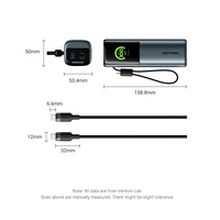 Banques d'alimentation Vention adaptées aux voyages aériens 20000 mAh, charge rapide avec câble USB-C intégré