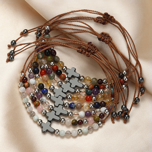 Pulsera cruzada <span class=keywords><strong>de</strong></span> hematita religiosa <span class=keywords><strong>para</strong></span> hombre con cuentas <span class=keywords><strong>de</strong></span> piedras preciosas naturales Confirmación cristiana Comunión Bautismo Regalo <span class=keywords><strong>de</strong></span> Pascua Versículo <span class=keywords><strong>DE</strong></span> LA Biblia - Product Image 3