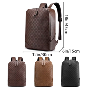 Bán Buôn Tùy Chỉnh Người Đàn Ông Của Xách Tay Polyester Máy Tính Xách Tay Ba Lô Cổ Điển Lưới Da Thiết Kế Logo Không Thấm Nước USB Cho Du Lịch - Product Image 2