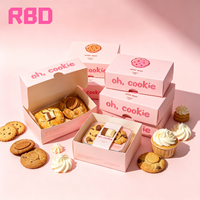 Boîte d'emballage de cupcakes en papier kraft imprimé couleur rose jaune personnalisé 2 4 6 pièces, boîte à pâtisserie rectangulaire pour biscuits