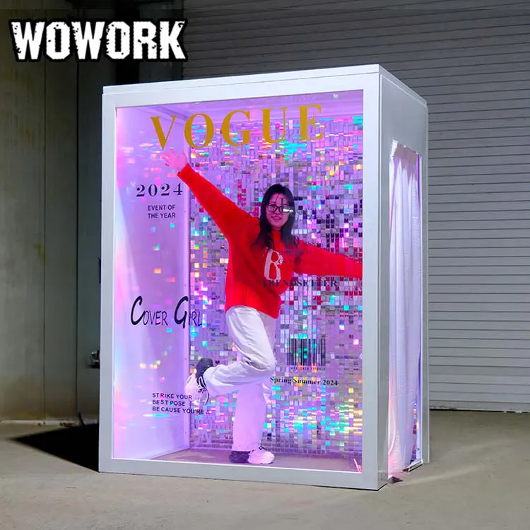 2024 WOWORK โลหะเหตุการณ์และอุปกรณ์ประกอบฉากปาร์ตี้ที่กําหนดเองนิตยสารที่ถอดออกได้สีชมพูสีฟ้าบูธภาพถ่ายสําหรับตกแต่งฝักบัวเด็กวันเกิด