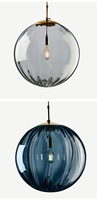 Suspension minimaliste nordique hauteur réglable galvanoplastie dégradé boule de verre facile à suspendre pour Restaurant barre de chevet