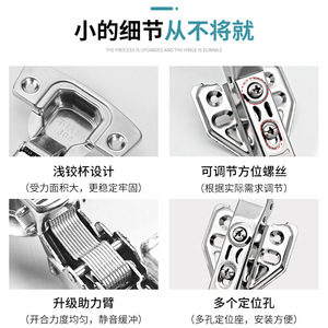 Stainless Steel Hydraulic <b>Hinge</b> 812 Fixed <b>Self</b> Unloading Damping Soft <b>Closing</b> Full Surface Modern Design Furniture <b>Door</b> Kitchen - Product Image 5