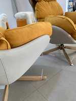 Chaise longue pivotante en cuir rembourrée en peluche, confort nuageux pour le salon, vente chaude