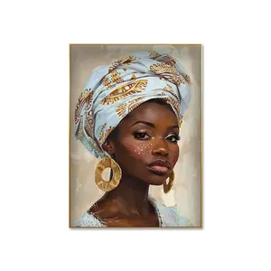 JIEKAI Pop lienzo arte pintura pintada decoración del hogar arte de la pared Africana mano pintura al óleo mujeres