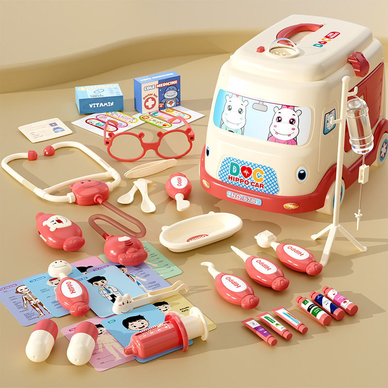 Boîte de rangement pour ambulance rose, ensemble de 39 pièces
