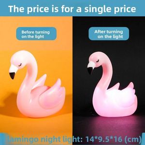 Veilleuse créative en forme de flamant rose de dessin animé, petite, en plastique, pour bébé, jouet lumineux en forme de cygne pour la vente ambulante - Product Image 3