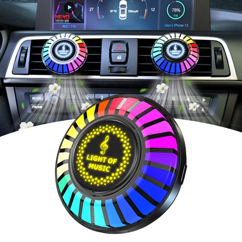 कार के नेतृत्व वाली संगीत रोशनी क्लिप पिकअप एरोमाथेरेपी एयर प्यूरीफायर रिचार्जेबल वातावरण लैंप