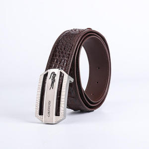 Cintura <span class=keywords><strong>in</strong></span> Pelle di Coccodrillo Siamese Tailandese Importata con Fibbia Liscia e Fibbia a Piastra <span class=keywords><strong>in</strong></span> Osso per Mezza Età - Product Image 4
