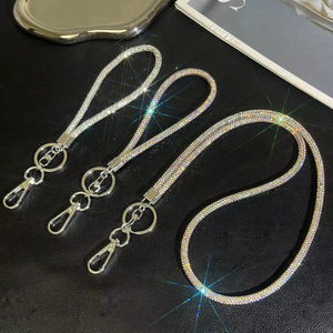 Bling Rhinestone Wristlet Keychain Wristlet Lanyard Key Chains for Women Shiny Diamond Lanyards Keychain