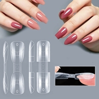 Formes à ongles doubles personnalisées 140 pièces, courtes, double face, carrées et ovales, en plastique transparent avec ligne graduée